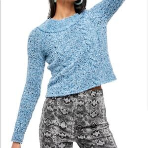 Free People Blue Marine Crewneck Pullover Sweater Size Medium